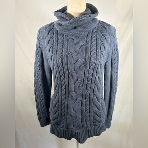 L.L. Bean Slate Cable Knit Turtleneck Sweater
